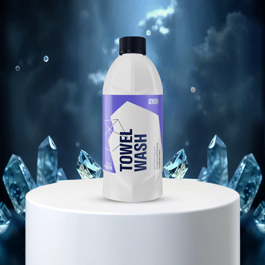 Gyeon Q2M Towel Wash Bottle of Towel Wash with crystals in the background