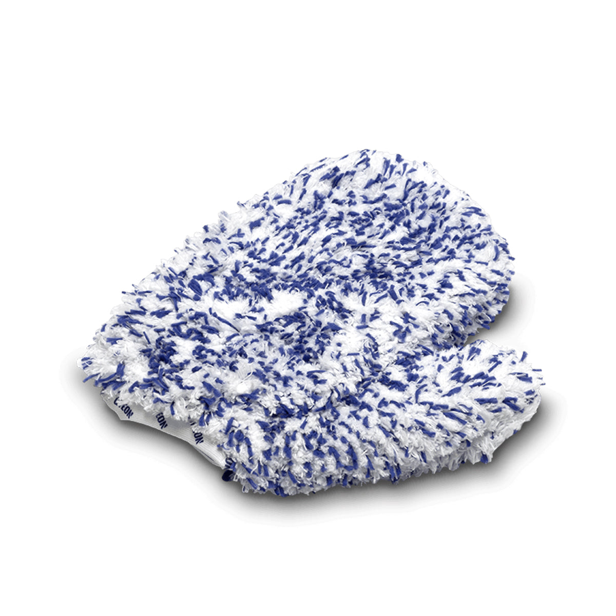 Blue and white textured cushion on a white background