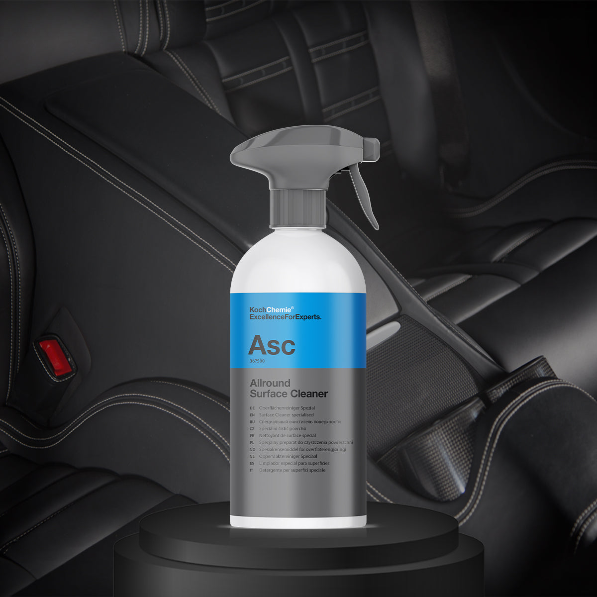 Koch Chemie Allround Surface Cleaner 500 ml, effective for cleaning dust, grease, and marks from various surfaces in cars, homes, and offices.