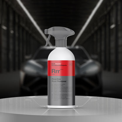 Koch Chemie Reactive Rust Remover 500ml spray bottle, removes rust, metal particles, and brake dust effectively.