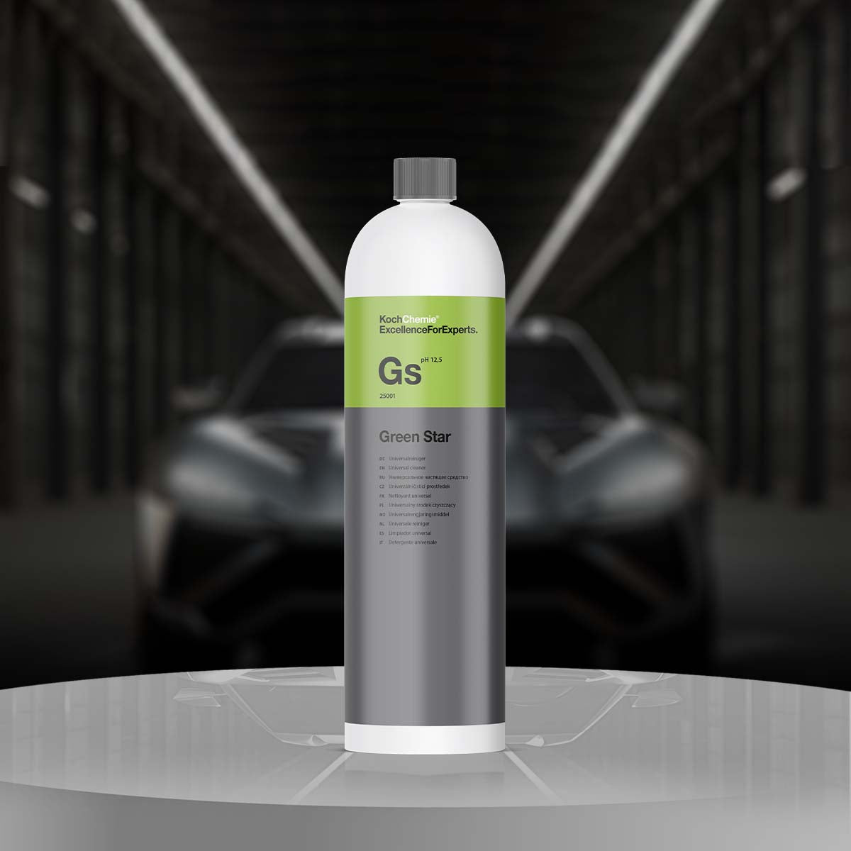 1L Koch Chemie Green Star ALL PURPOSE CLEANER , a concentrated universal cleaner for various applications including vehicle and industrial cleaning.