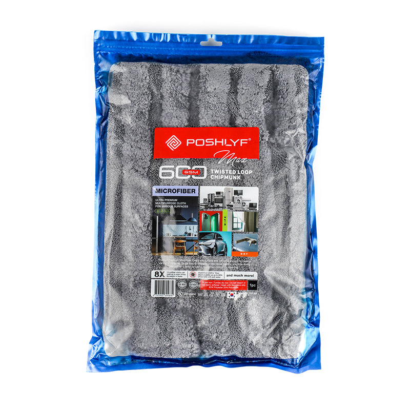 Poshlyf Chipmunk Extreme Drying Towel 600 GSM Grey with Border 80cm x 50cm (1 unit)-(10 unit)