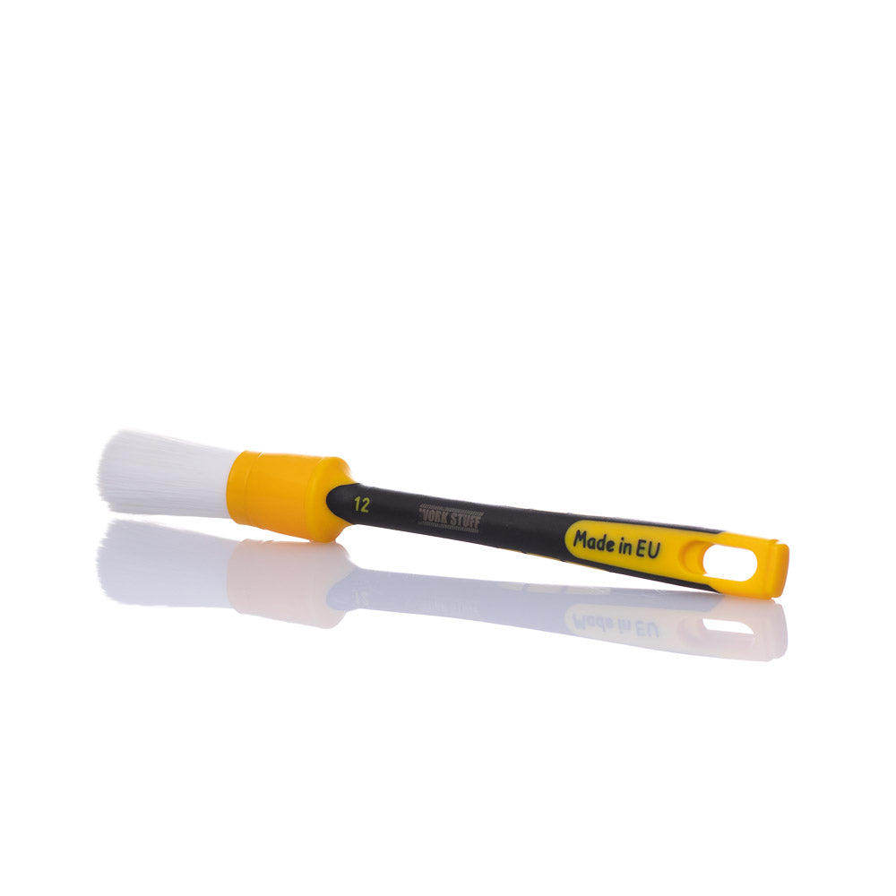 Work Stuff Rubber Albino detailing brush 24mm with a rubber handle and soft white synthetic bristles for safe and effective car interior cleaning.