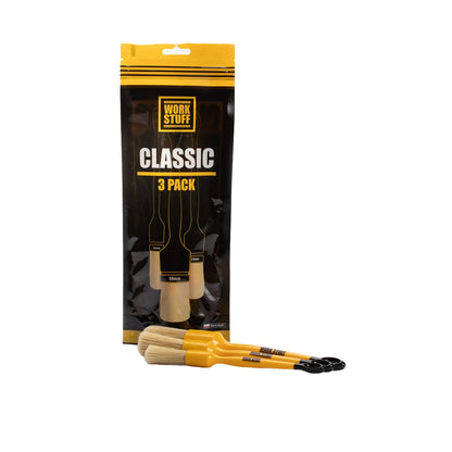 Work Stuff Detailing Brushes in three sizes (16mm, 24mm, 30mm) for versatile auto detailing and grime removal