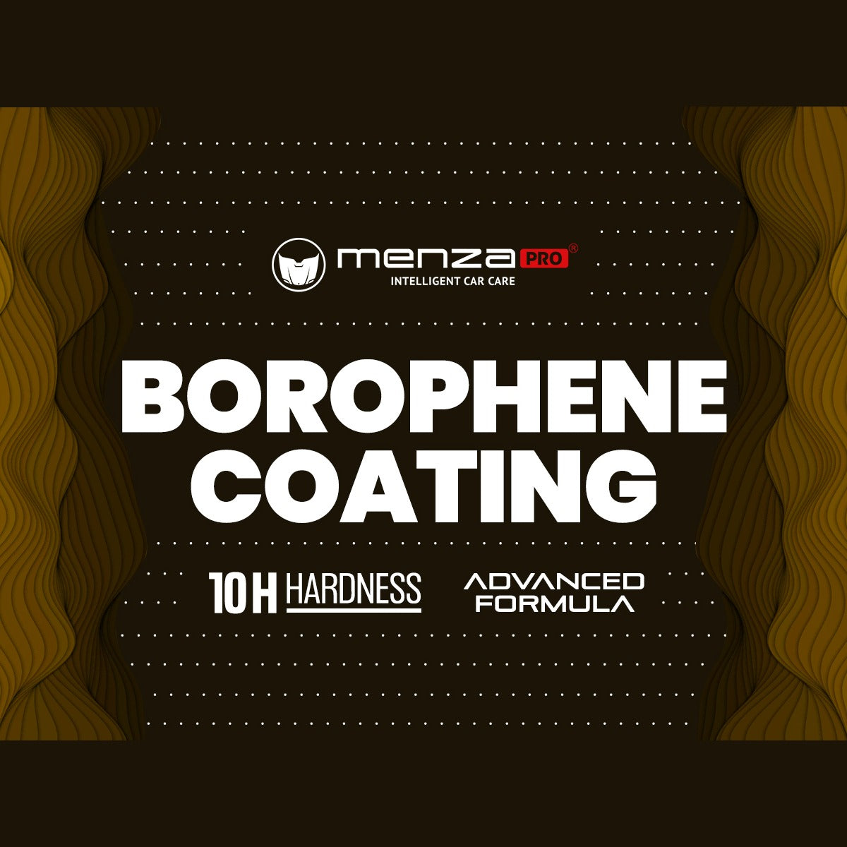Menza Pro Borophene Coating advertisement with text on a dark background