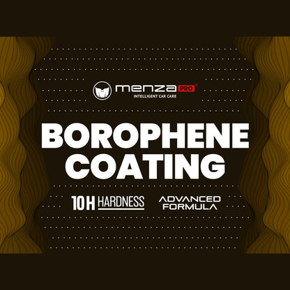 Menza Pro Borophene Coating advertisement with text on a dark background