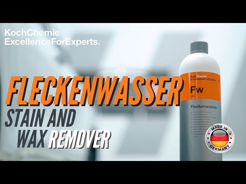 Koch Chemie Fleckenwasser stain remover, safe for solvent-resistant textiles, metal, and other surfaces.