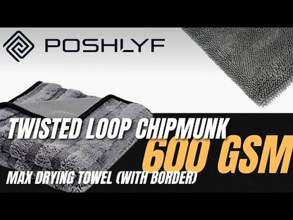 Poshlyf Chipmunk Extreme Drying Towel 600 GSM Grey with Border 80cm x 50cm (1 unit)-(10 unit)